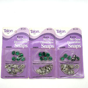 Sewing Bee By Talon Decorative Snap‎ Buttons Green NIP